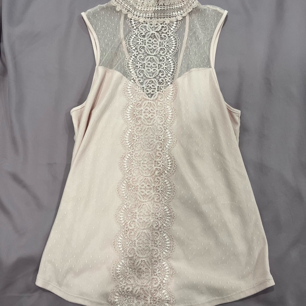 Express Light Pink Embellished Sleeveless Blouse